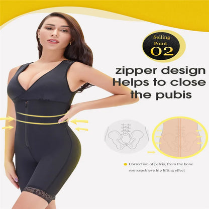 Zip Waist Lace Slimming Shaper Corset Control Shapewear Butt Lifter Strap Body Shaper Underwear Bodysuit Women Plus Size S-6xl.