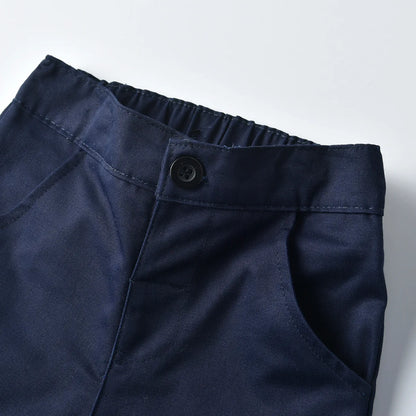 Formal Birthday Boy Outfits Cotton Kid Clothes Set Toddler Long-sleeved Shirt with Bow Tie + Vest + Trouser Suit Boys Party Wear.