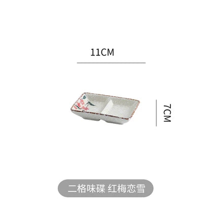 Japanese Style Set Tableware Cuisine Restaurant Commercial Retro Plate Rectangular Ceramic Net Red Tray Sushi Plate Dish.