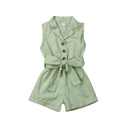 Mode Kinder Baby Mädchen Kleidung Ärmellose Fliege Taille Playsuits Outfits Sommer Sunsuit Insgesamt Kinder Kleidung.