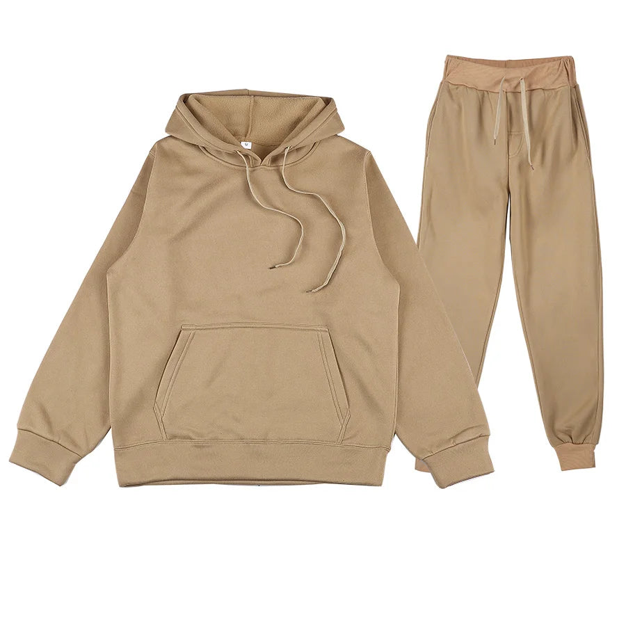 2021 new Women Elegant Solid Sets For Women Warm Hoodie Sweatshirts And Long Pant Fashion Two Piece Sets Ladies.