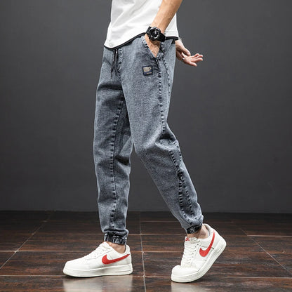 Spring Summer Black Blue Cargo Jeans Men Streetwear Denim Jogger Pants Men Baggy Harem Jean Trousers Plus Size.