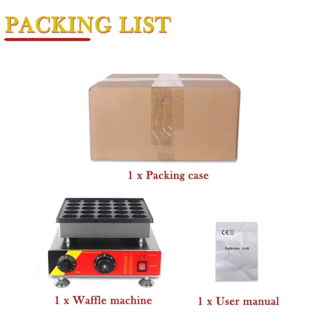 ITOP Mini Poffertjes Maker Mini Pancake Waffle Muffin Machine 25 Holes Commercial 800W Non-stick, Fast Heating, Heavy Duty.