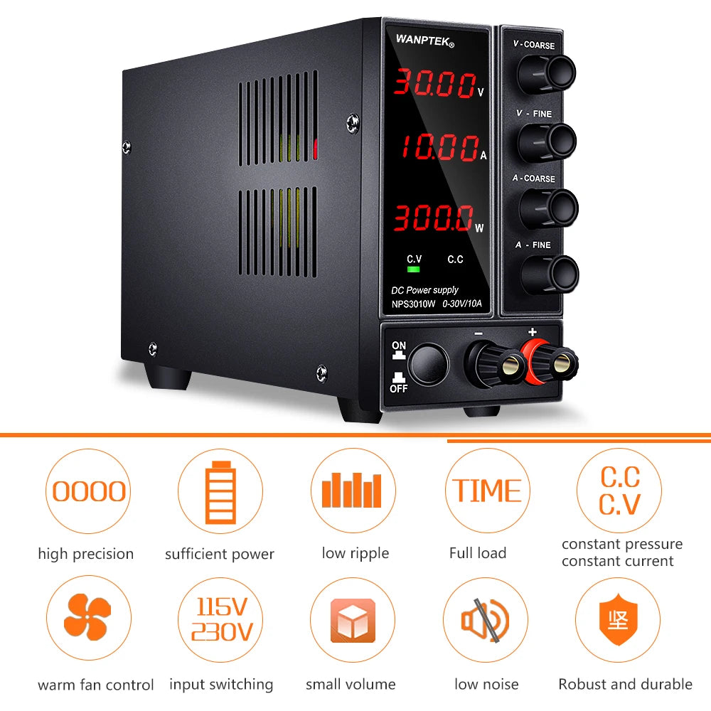 Adjustable DC Power Supply 30V 10A Voltage Regulator LED Digital lab Stabilizer Switching DC Power 60V 5A Bench Source 120V 3A.