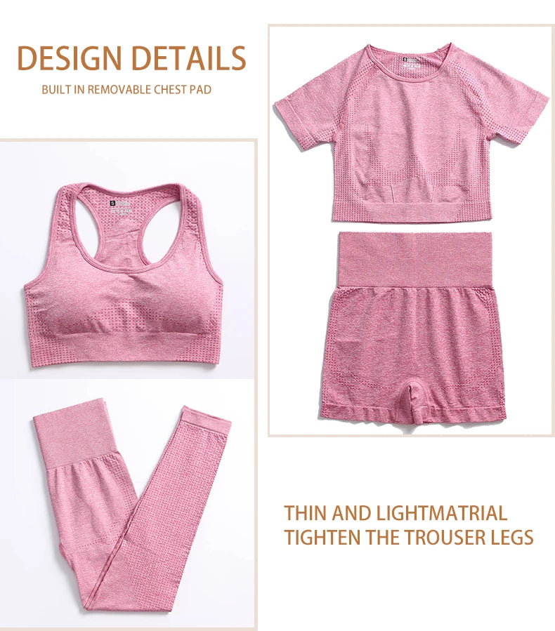 Women Vital Seamless Yoga Fitness Clothing Set High Waist Gym Leggings Crop Tops Sports Tracksuit Plush Up Sports Outfits.