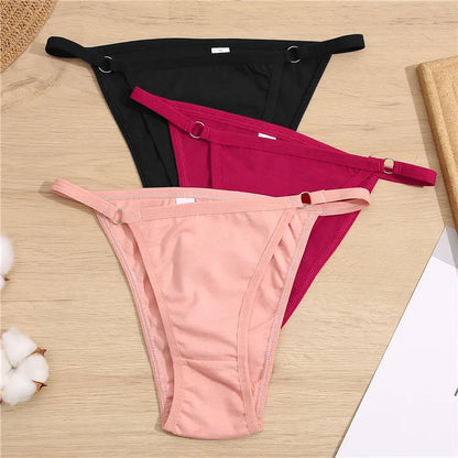 FINETOO 3Pcs/set Cotton Briefs Panties Women Sexy Low Waist Underwear M-2XL Ladies Cotton Underpants Soft Feamle Lingerie 2024