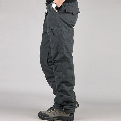 Winter Thicken Fleece Pants Men Casual Warm Overalls Multi-pocket Militarmy Trousers Thermal Cargo Tactical Pants Mens Clothing.