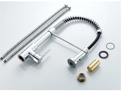 VGX Kitchen Faucet with Pull Down Sprayer Single Handle Mixer for Basin 360° Rotating Spring Style Taps Brass Chrome Gold Black