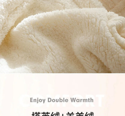 Lamb Fleece Double-Sided Velvet Blanket Double-Layer Thickened Woven Polyester Wearable Blanket.
