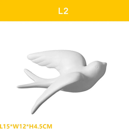 Ceramic Swallows Sparrow 3D Simple Ceramic Birds Murals Wall Hanging Decorations Crafts Home Ornaments Home Wall Sculptures RE