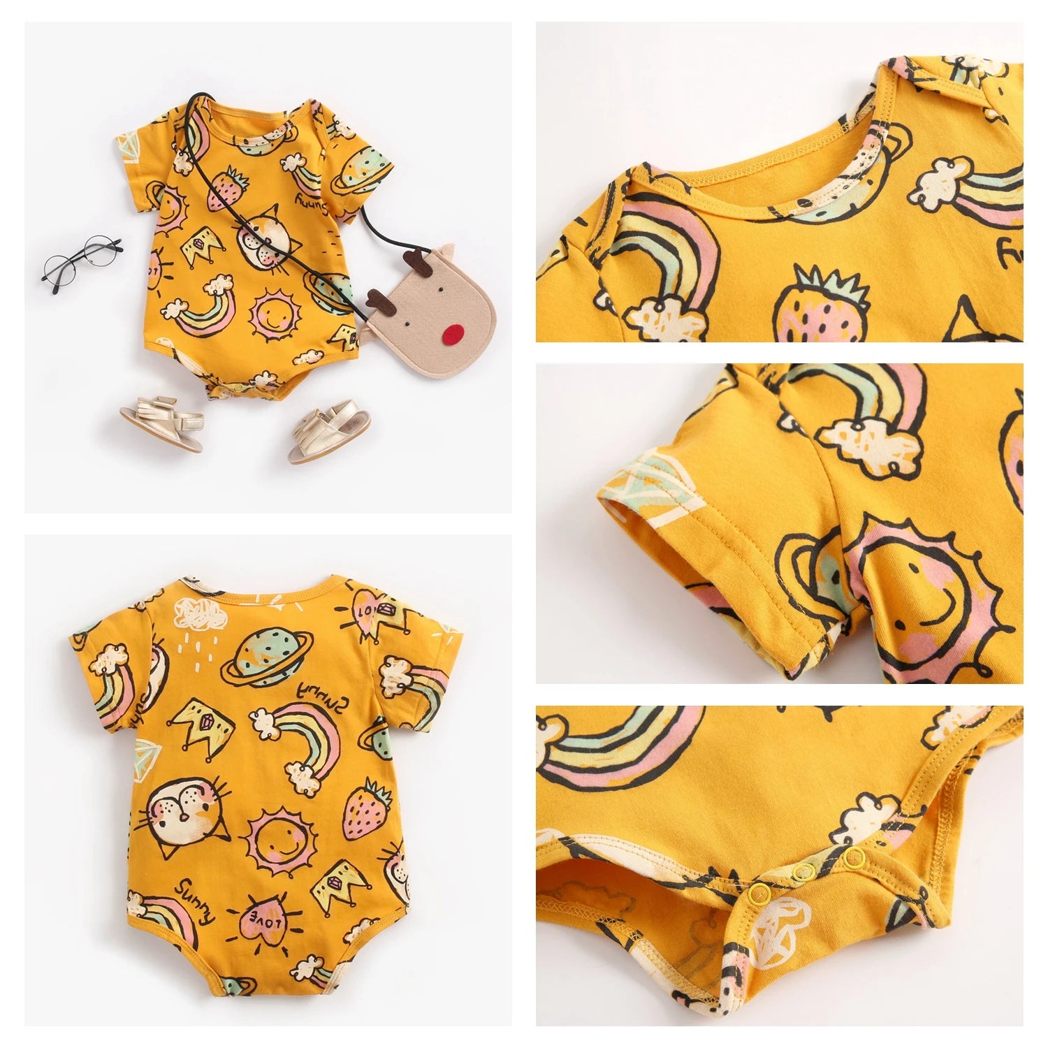 Sanlutoz Kurzarm Baby Jungen Mädchen Sommer Bodys Baumwolle Kleinkinder Kleidung Onesies Niedlichen Cartoon Druck.
