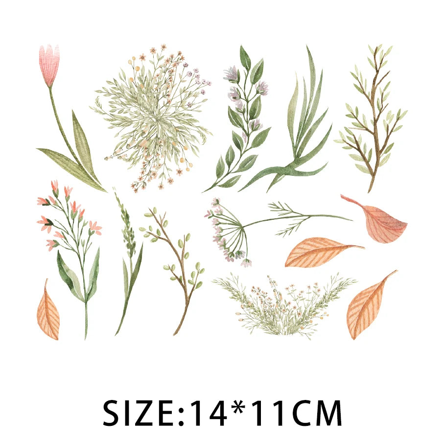 Cartoon Pflanze Blumen Aufkleber Wärmeübertragung PVC Patch Hitzeempfindliche Patches Bügelaufkleber auf Kleidung DIY Applikationen.