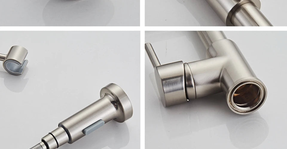 VGX Kitchen Faucet with Pull Down Sprayer Single Handle Mixer for Basin 360° Rotating Spring Style Taps Brass Chrome Gold Black