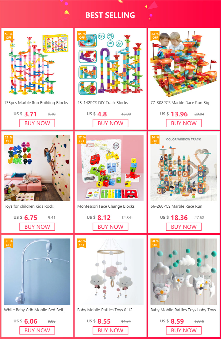 29-142PCS Marble Run Building Blocks Marbles Slide Toys For Children DIY Creativity Constructor Educational Toys Children Gift.