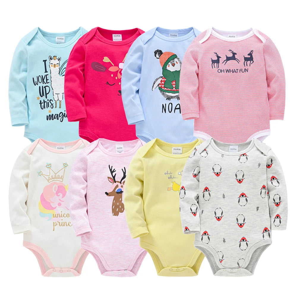 6 Stück 3 Stück Kavkas Baby-Body für Jungen und Mädchen, langärmelig, 100 % Baumwolle, Babykleidung, 0–12 Monate, Neugeborenen-Körper, Bebe-Overall-Kleidung.