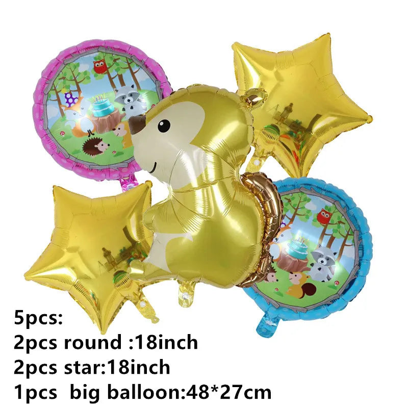 Dschungel Thema Partei Dekor Versorgung Einweg Geschirr Set Wald Tier Fuchs Hedgehog Ballon Baby Dusche Kid Geburtstag Kuchen Topper