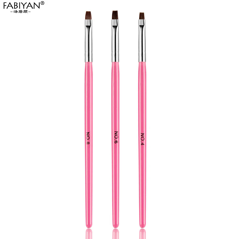 7 Size Nail Art Brush Flat Acrylic Drawing Pen UV Gel Polish French Design Painting Extension Coating Tools Set Manicure.