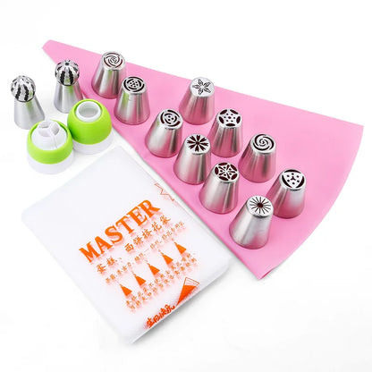 FAIS DU Russian Mounted Mouth Set Stainless Steel Kitchen Baking Supplies Set Cake Decoration Tools Nozzles Pastry Bag Set.