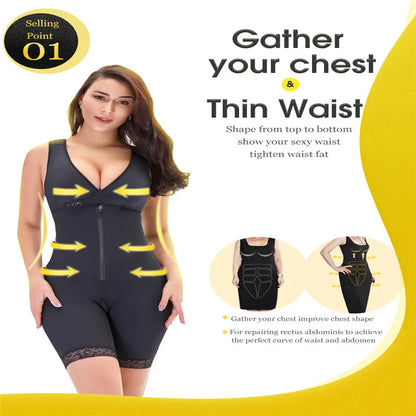 Zip Waist Lace Slimming Shaper Corset Control Shapewear Butt Lifter Strap Body Shaper Underwear Bodysuit Women Plus Size S-6xl.