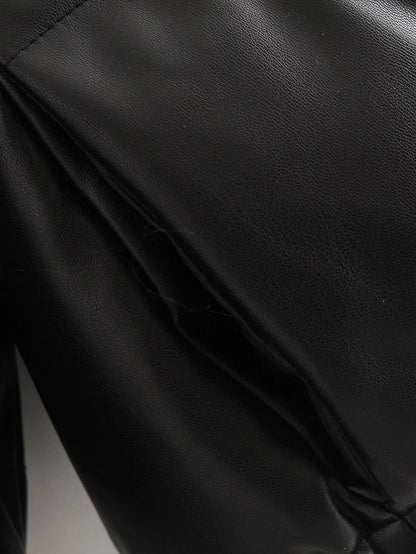 Winter frauen Jacke Dicke Warme Kurze Parka Schwarz Pu Leder Mäntel Frau Parkas Elegante Zipper Baumwolle Jacken Mantel Weibliche neue