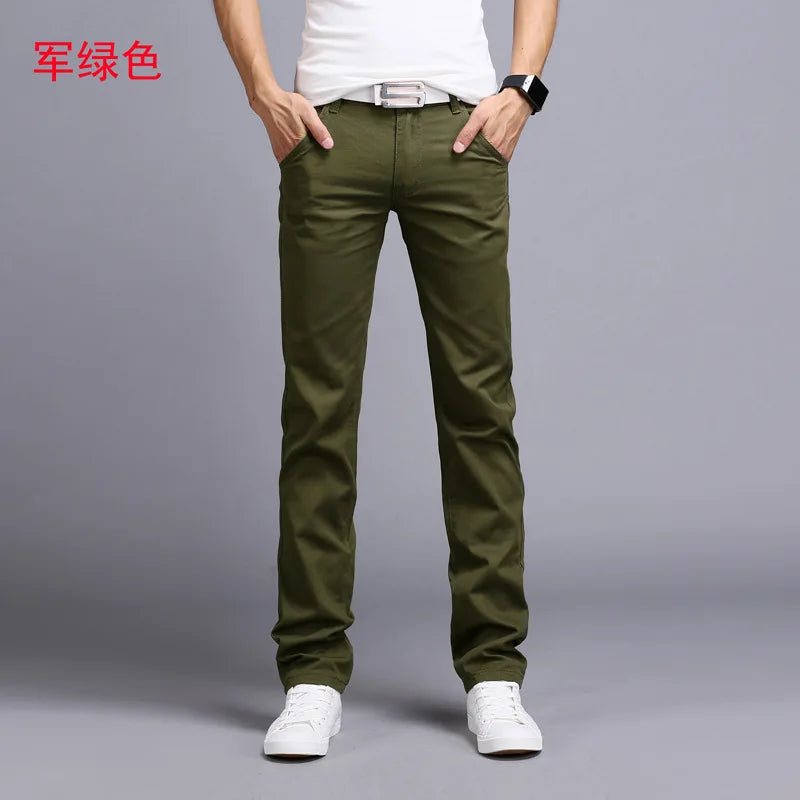 2022 Spring summer New Casual Pants Men Cotton Slim Fit Chinos Fashion Trousers Male Brand Clothing 9 colors Plus Size 28-38