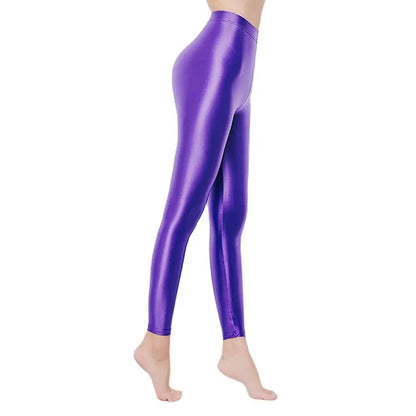 LEOHEX-Satin Glossy Sexy Leggings for Women,Trousers,Glitter Stockings,Shiny,Ankle-Length Pants,High Waist Tights,Japanese Jeggi.