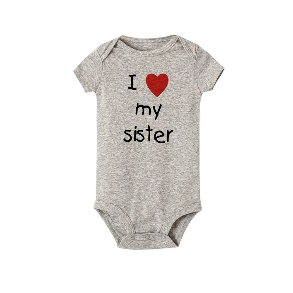 Ich liebe meine Schwester Bruder Zwillinge Baby Kurzarm Body Neugeborene Baby Jungen Mädchen Säugling Sommer Strampler Kleidung Overall Geschenke.