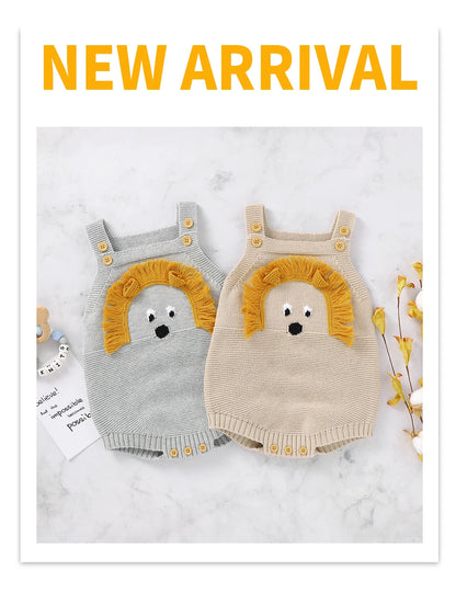 Baby-Body, niedlicher Cartoon-Löwe, Kleinkind-Säuglings-Onesies, 100 % Baumwolle, gestrickt, für Neugeborene, Kinder, Kleidung, einteiliger Overall, ärmellos.