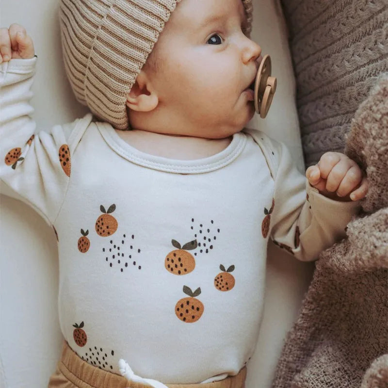 Neugeborenen Baby Mädchen Onesie Little Clementine Body Kleinkind Kinder Jungen Langarm Baumwolle Zwillinge Einteilige Baby Kleidung 0-24M.