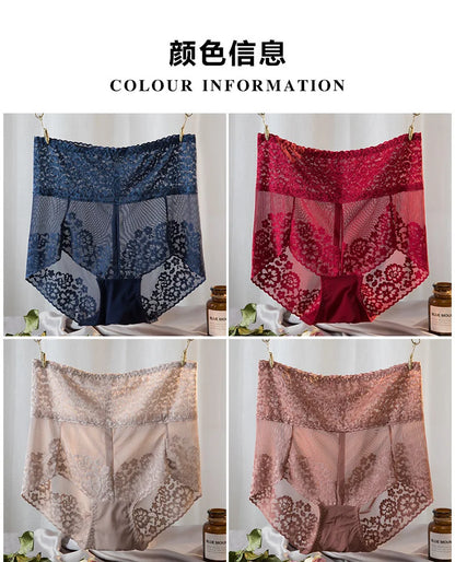 Women Lace High Waist Panties Sexy Mesh Girdle Waist Underwear Quality Plus Size Butt Lifter Knickers Tummy Slim Control Briefs.