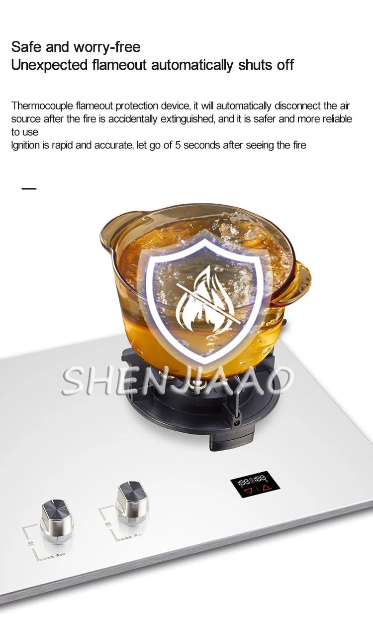 Household Double Stove Liquefied Gas Stove Embedded Kitchen Household Gas Stove Environmental Protection And Energy Saving.