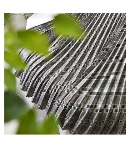 Looks Thin Pleated Skirt 2025 New High Waist A-line Skirt Mid-length Big Size Plaid Skirt Long Pleated Skirt Length 75-90cm