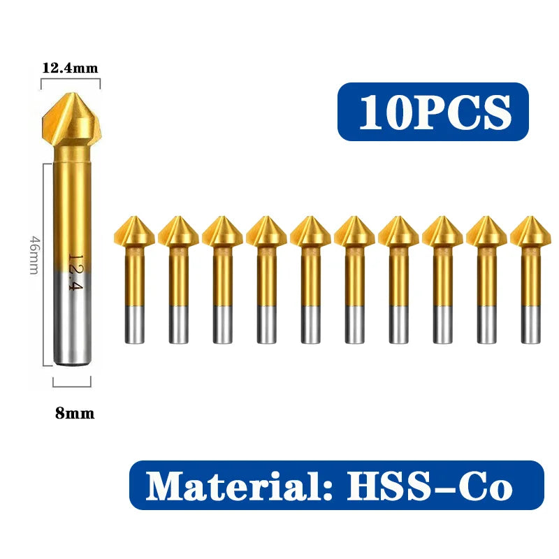 HSS Fasen Anfasen Cutter Schaftfräser Werkzeug Senker Bohrer Set Zu Holz Stell Fasen Cutter Power Tool 3 Flöte 90 grad