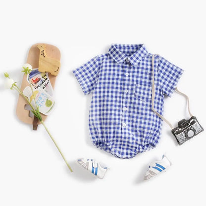 Sanlutoz Sommer Baby Jungen Bodys Baumwolle Baby Kleidung Plaid Mode Kurzarm Kleinkinder Kleidung Casual.