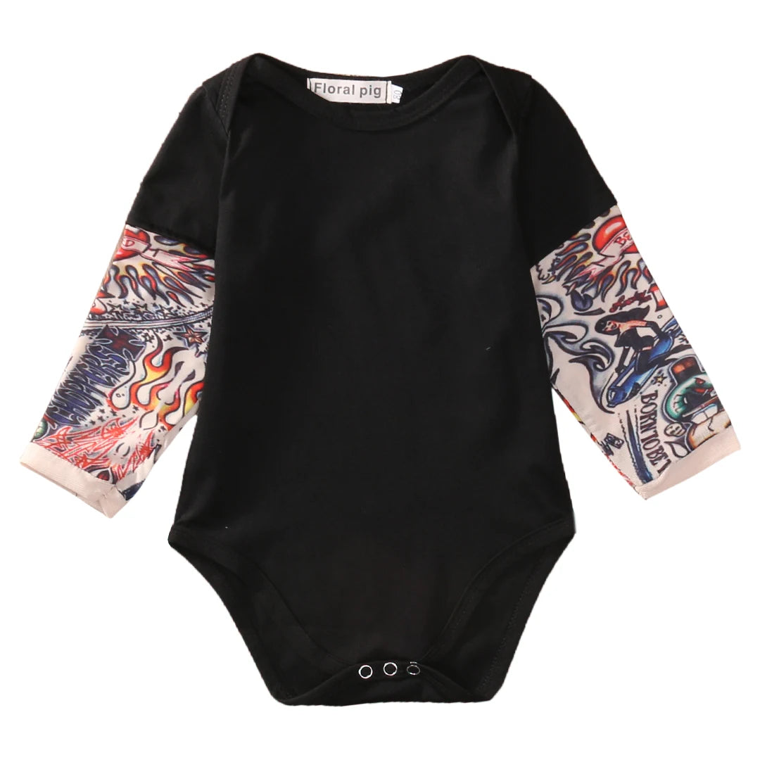 Baby Body Jungen Mädchen Tattoo Gedruckt Patchwork Overall Neugeborenen Kostüm Casual Outfits Kleinkind Kleinkind Kinder Kleidung Bodys.