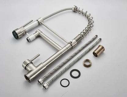 Rozin Black Spring Pull Down Kitchen Sink Faucet Deck Mounted Dual Spout Hot & Cold Water Mixer Tap Crane,Single Handle,SUS 304