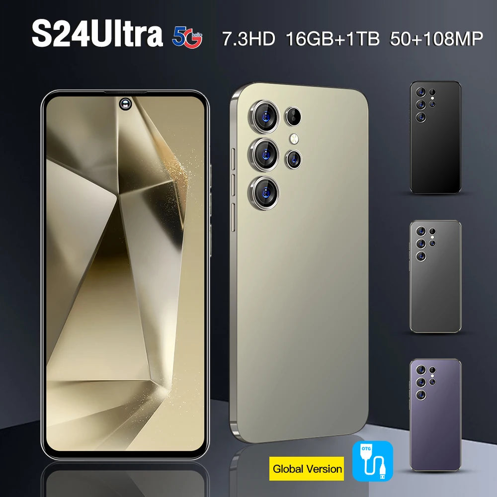 S24 Ultra 16G+1TB High Configuration Android Smart Phone Octa Core 108MP Global 5G Dual SIM Dual Big Screen English LTE CDMA.