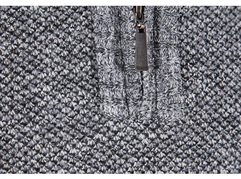 Winter Men's Fleece Thicker Sweater Half Zipper Turtleneck Warm Pullover Quality Male Slim Knitted Wool Sweaters for Spring.