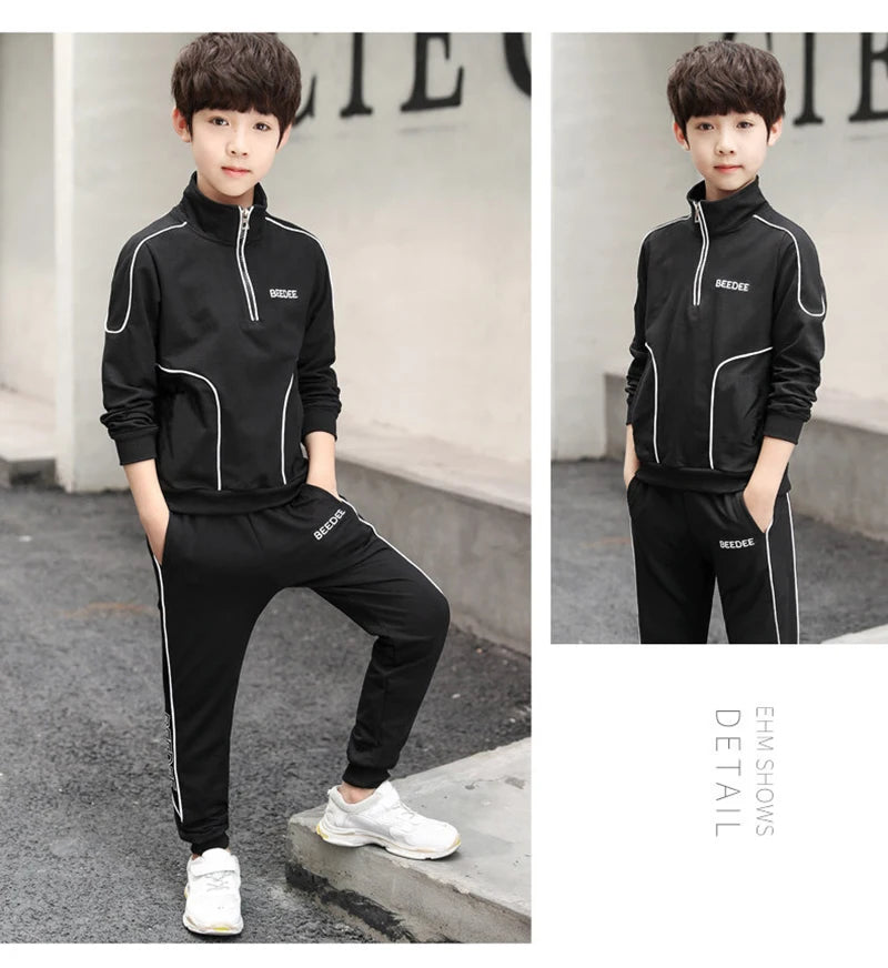 Spring Autumn Teenager Boys Clothing Sets Child Fashion Letter Sweatshirt + Pants 2Pcs Kids Tracksuit 4 5 6 7 8 9 10 11 12 Years.