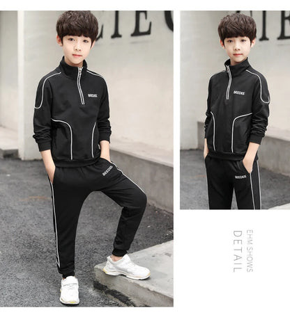Spring Autumn Teenager Boys Clothing Sets Child Fashion Letter Sweatshirt + Pants 2Pcs Kids Tracksuit 4 5 6 7 8 9 10 11 12 Years.