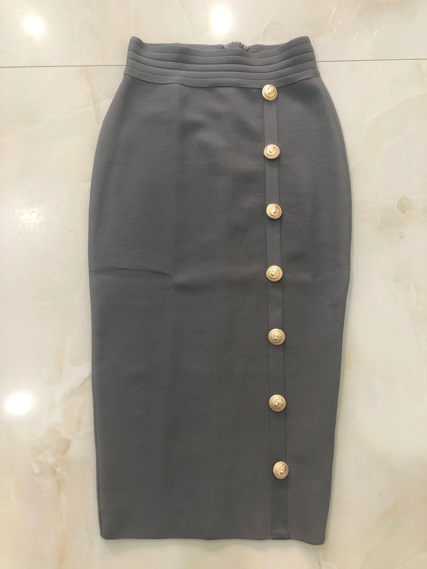 New Arrival Women Button Black Blue Red Bodycon Bandage Skirt 2024 Designer High Waist High Street Party Club Pencil Skirt 75cm.