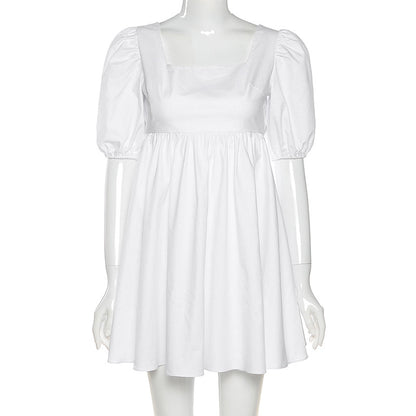 Sexy rückenfreie Minikleider mit Schnürung, Boho-Weiß, Puffärmel, süßes Kleid, schicke Damen, elegante Dame für Hochzeit, Party, Sommerkleidung.