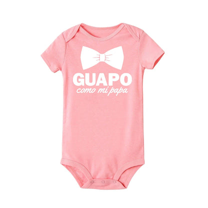Lustiger spanischer Säuglings-Neugeborenen-Krabbelspielanzug Guapo Como Mi Papa Jungen Baby Lässige Bodys Kleidung Outfits Neuer Papa Beste Geschenke.