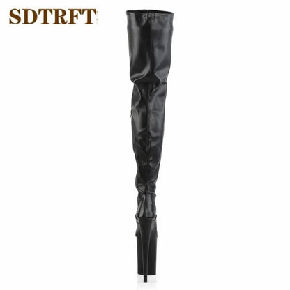 SDTRFT Spring Autumn Fashion Botas Mujer 23cm Thin High Heels Over The Knee Boots Round Toe Lace Up Shoes Woman Wedding Pumps.