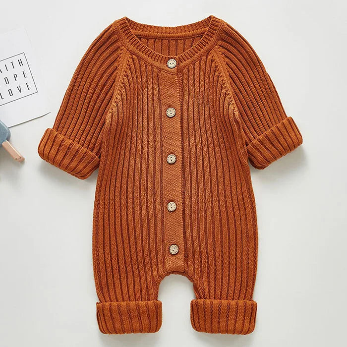 Feste Strick Baumwolle Langarm Einem stück Outfit Kleinkind Baby Jungen Mädchen Romper Frühling Herbst Neugeborenen Baby Mädchen Overall.