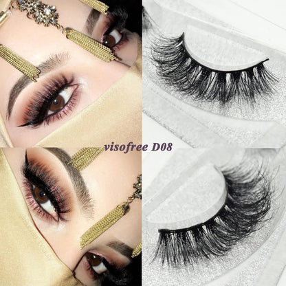 Visofree Eyelashes 3D Mink Eyelashes Long Lasting Mink Lashes Natural Dramatic Volume Eyelashes Extension False Eyelashes D08.