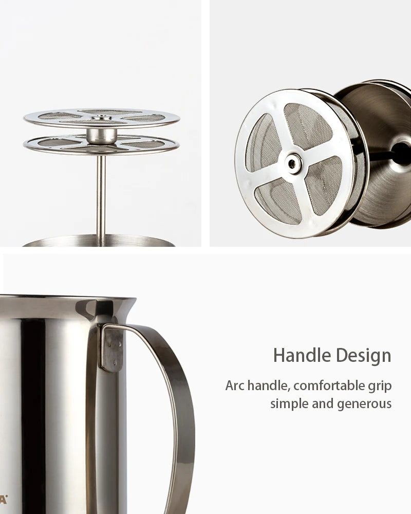 Stainless Milk Frother 400ML Double Mesh Milk Creamer Milk Foam For Cofffee Milk Egg Beater Kitchen Tool Coffee Mixe Frother.