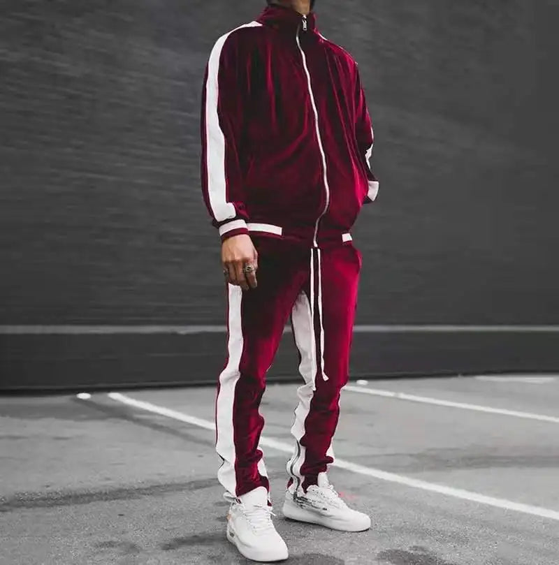 Spring Autumn Men's Velvet Set Sport Two Piece Suit Male Plus Velour Hoodies Pants Sweatshirt Sportswear Tracksuit For Men 5XL.