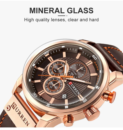 CURREN Brand Watch Men Leather Sports Watches Men's Army Military Quartz Wristwatch Chronograph Male Clock Relogio Masculino.