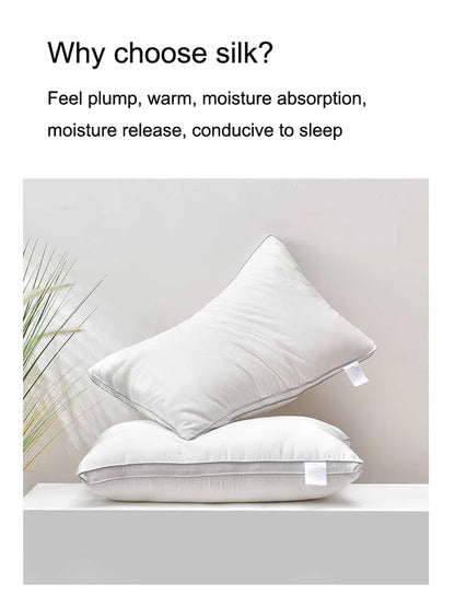 Mulberry Silk Pillows For Sleeping 48*74cm Natural Silk Filling Jacquard Anti Mite Soft Health Care Bedding Hotel Neck Pillows.